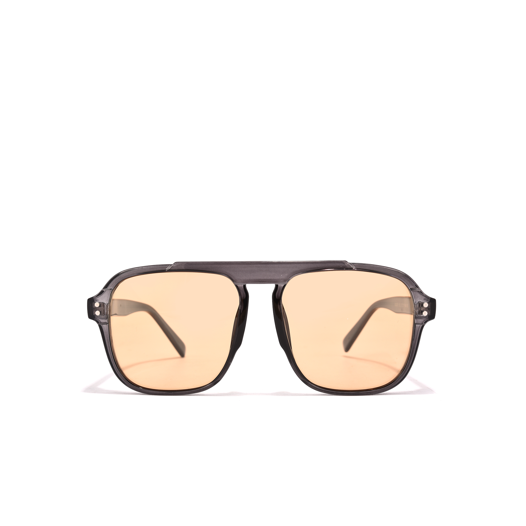 London Aviator black and peach lense front view Retro aviator sunglasses with tinted lenses.