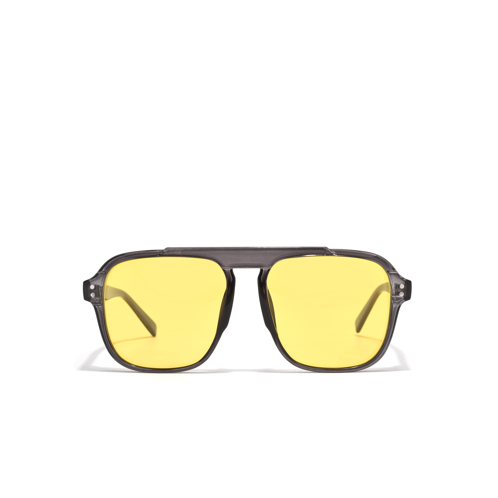 London Aviator black and yellow lense front view Yellow lens sunglasses with black frame