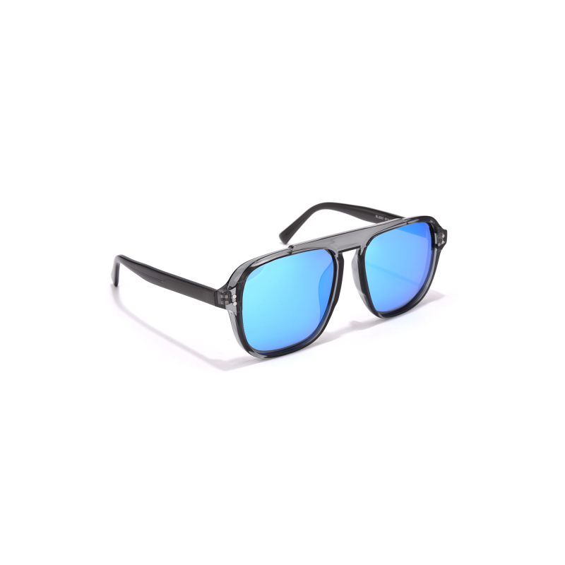Stylish black sunglasses with blue lenses
