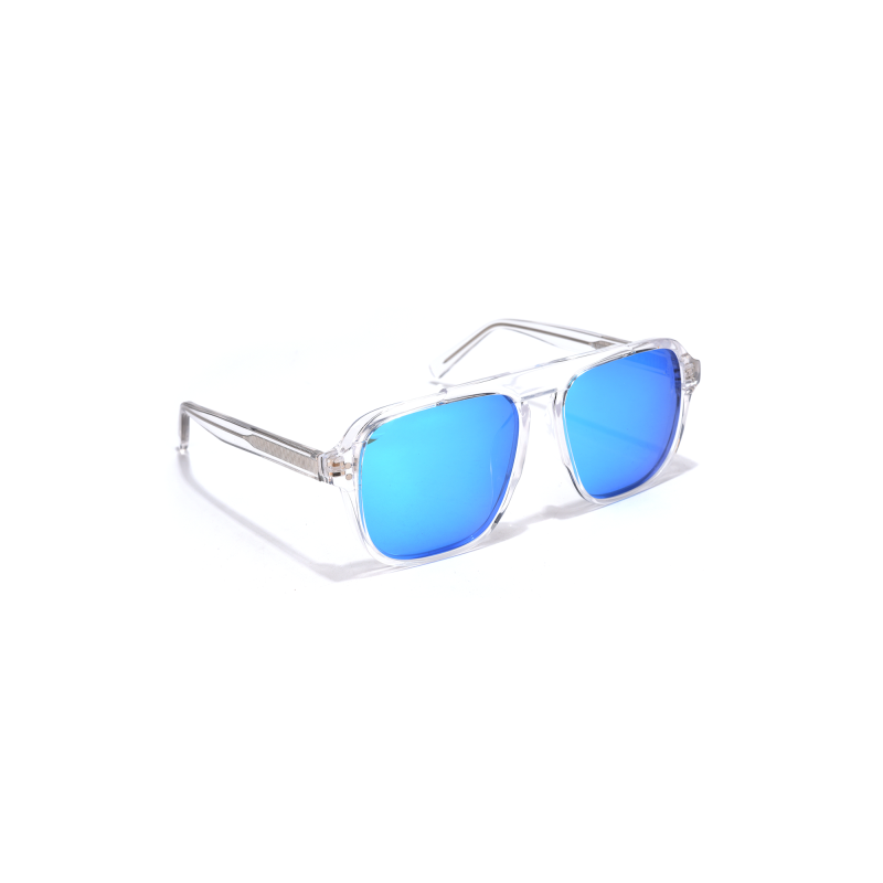 Blue lenses sunglasses with transparent frames