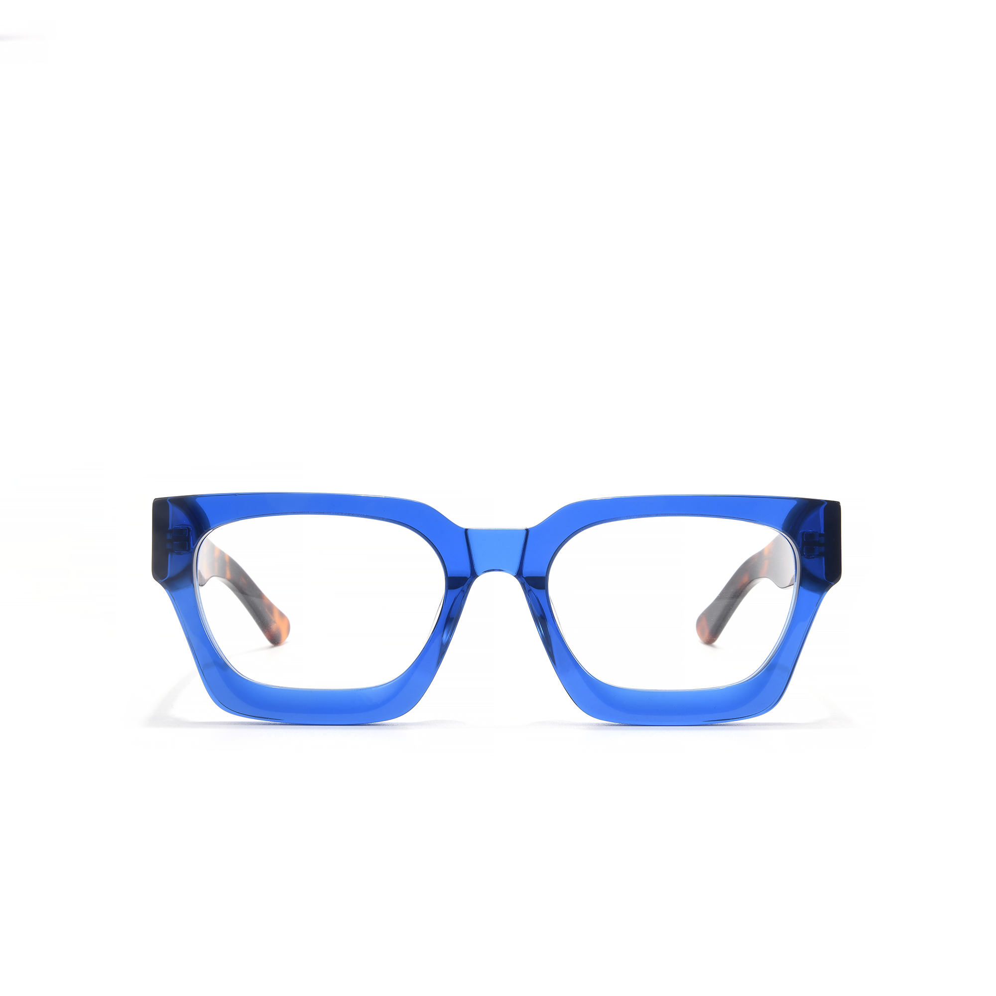 BLOOMSBURY BLUE FRONT Blue square eyeglasses with transparent frame