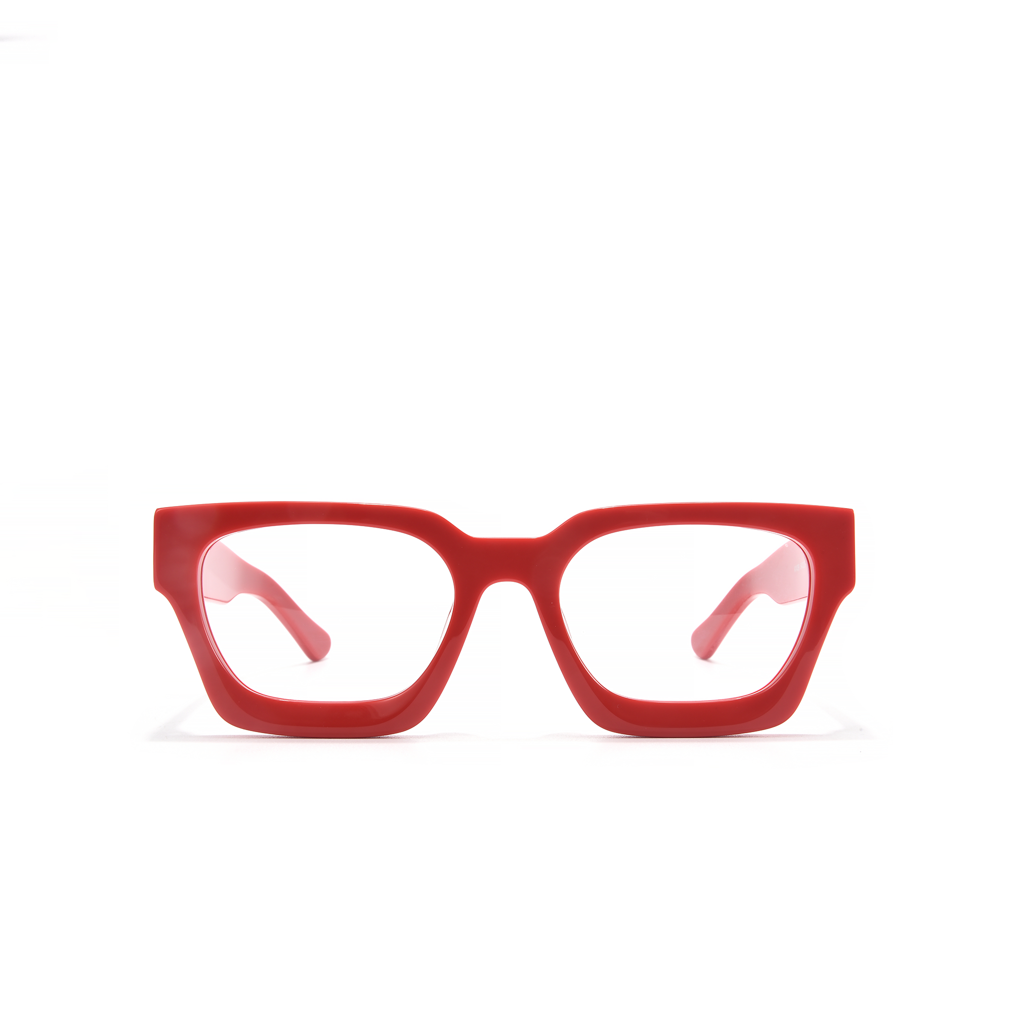 BLOOMSBURY RED FRONT Red square-shaped eyeglass frames on white background.