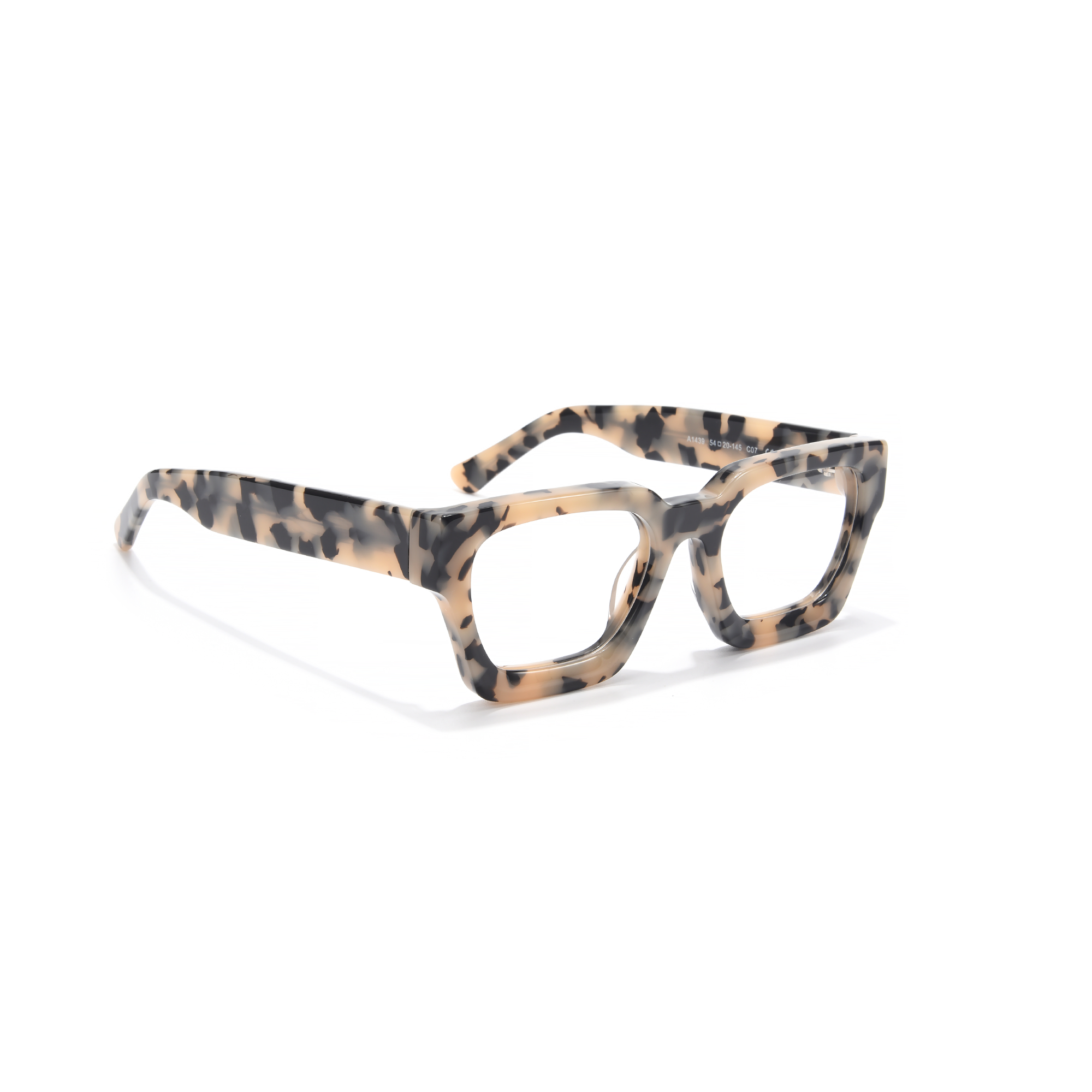 BLOOMSBURY cream MARBLE side Stylish tortoiseshell eyeglass frames displayed on white background.