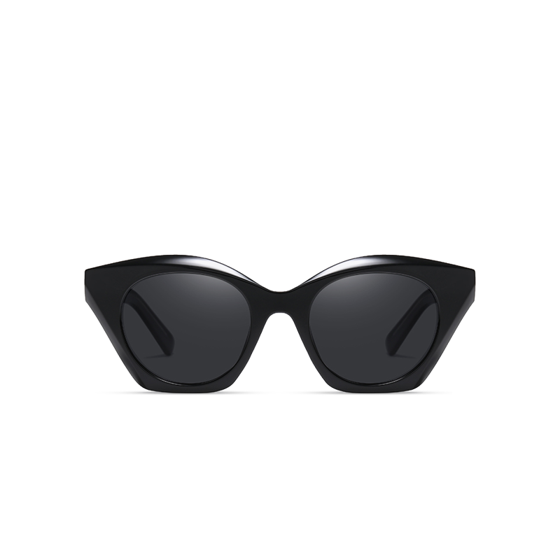 Black cat-eye sunglasses, front view.