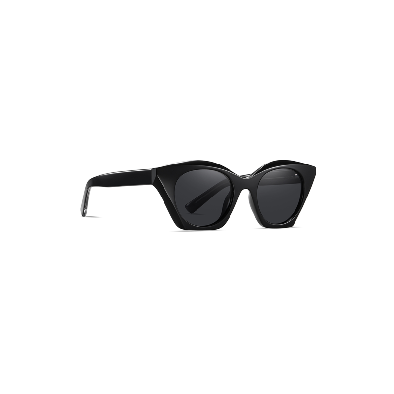 Stylish black cat-eye sunglasses, side view