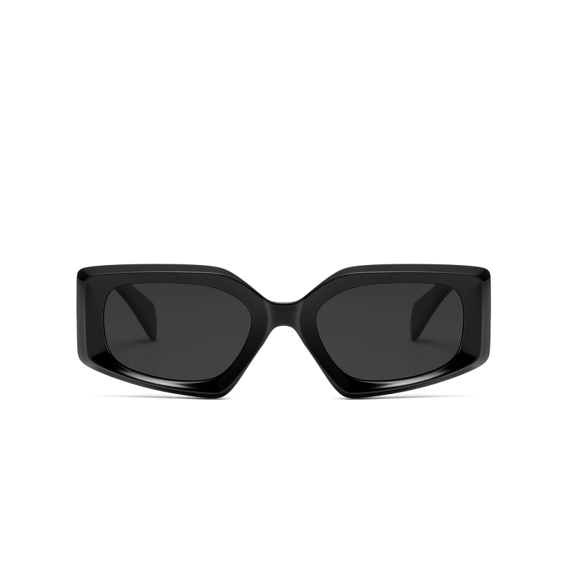 Black rectangular sunglasses, minimalist design.