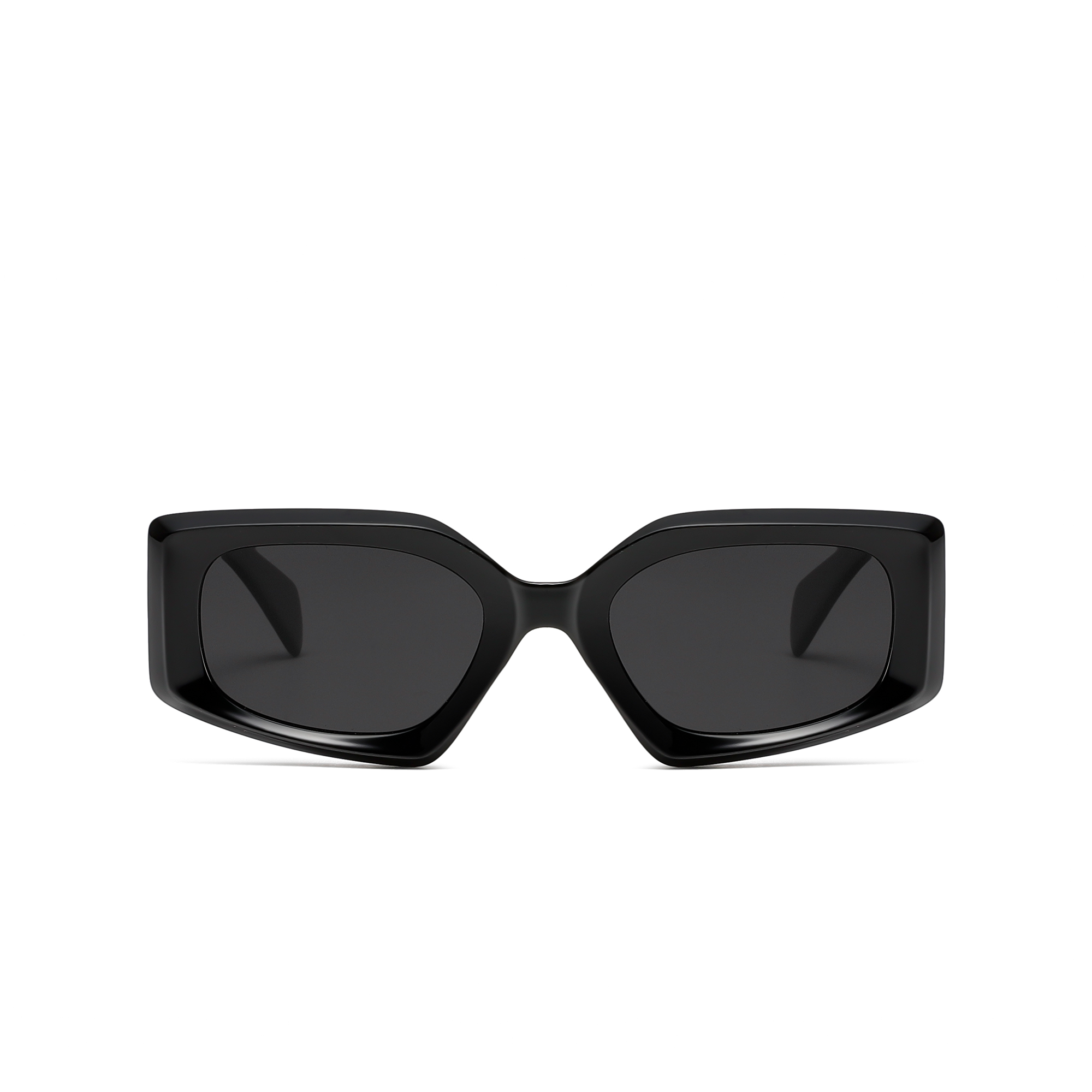 Burlington by Find Unusual black front Black rectangular sunglasses, minimalist design.