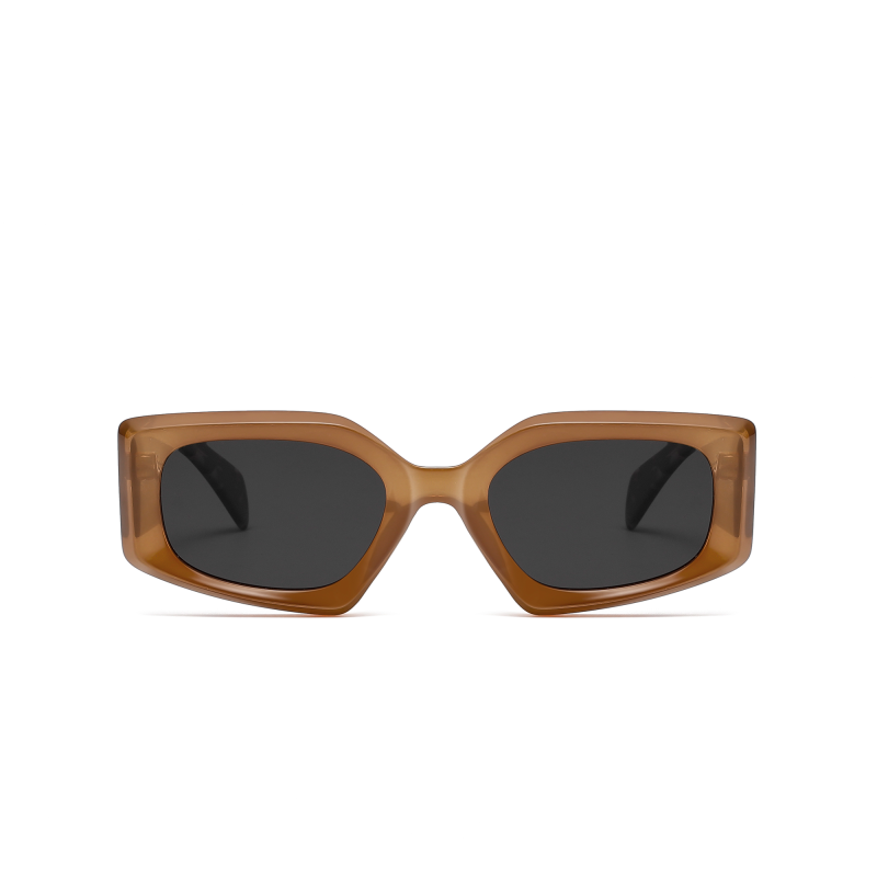 Brown square sunglasses with dark lenses.