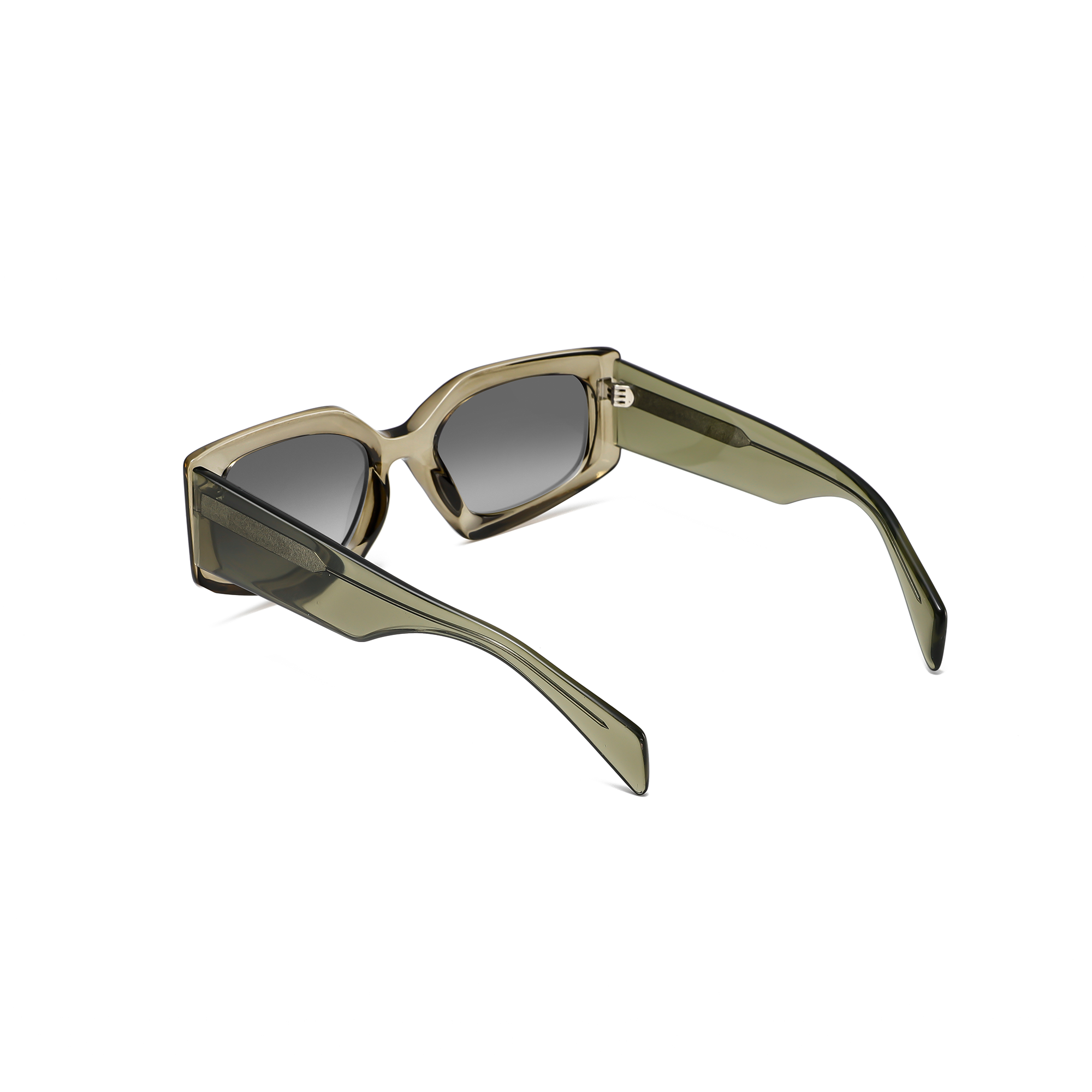 Burlington by Find Unusual green back open side Stylish green-framed sunglasses with dark lenses.