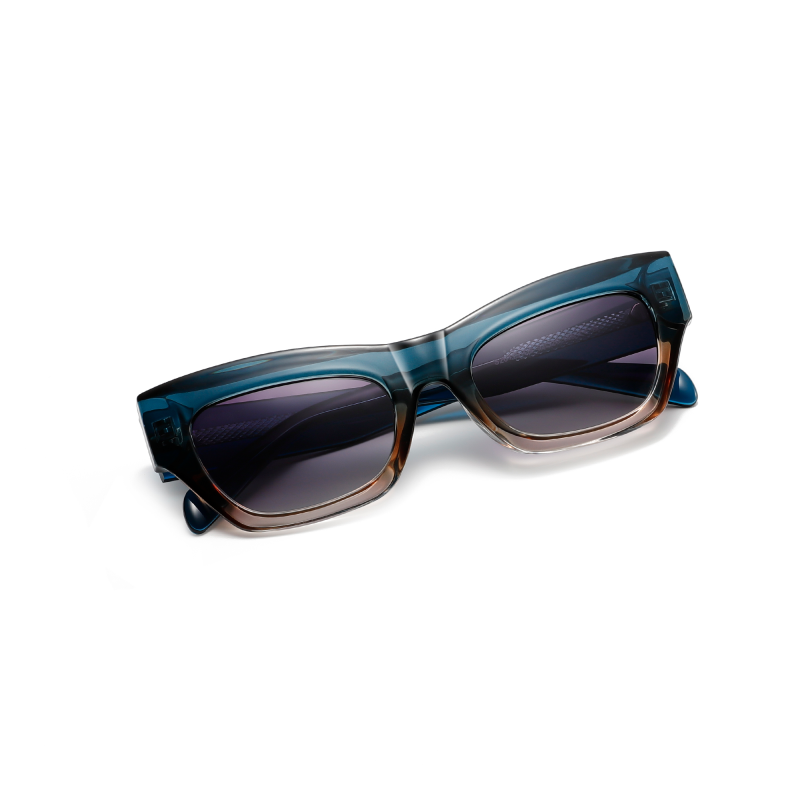 Stylish brown and blue rectangular sunglasses