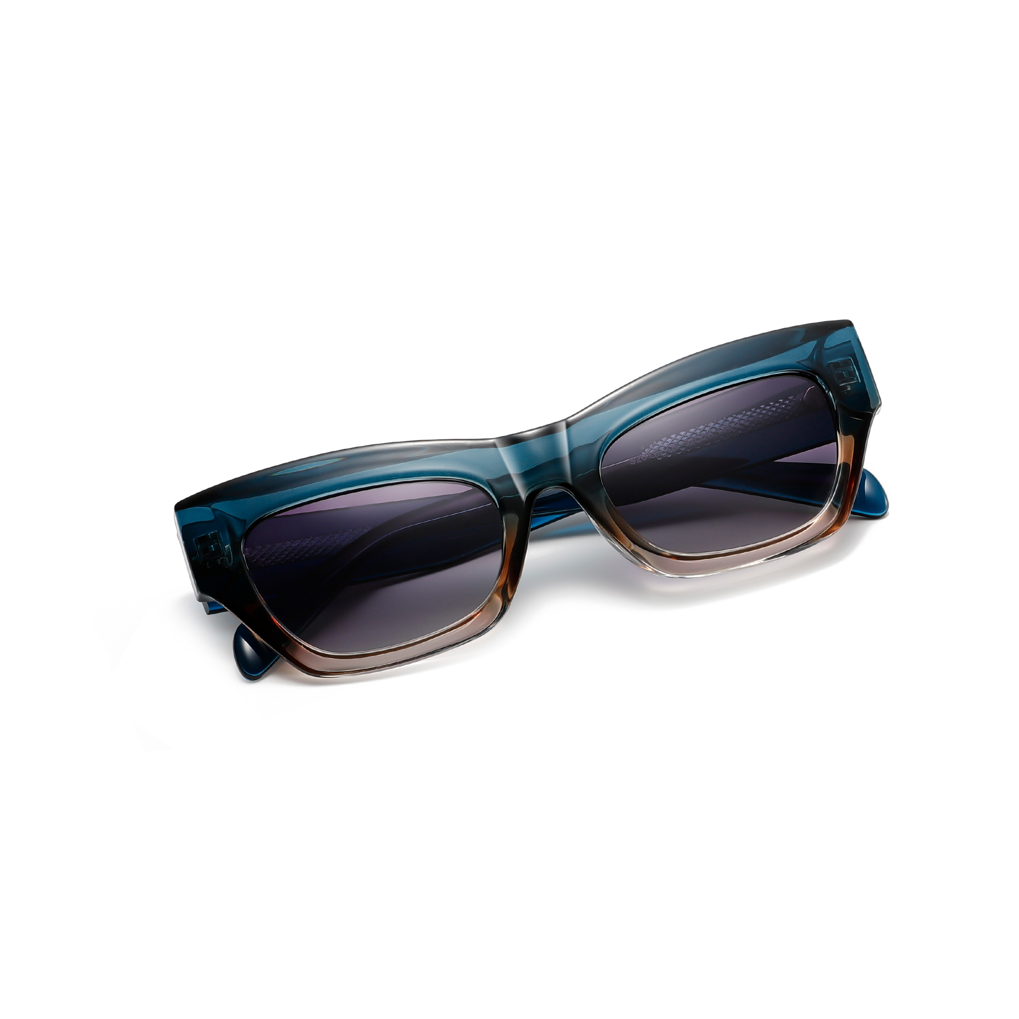 Sloane Sq by Find Unusual Blue brown top view Stylish brown and blue rectangular sunglasses