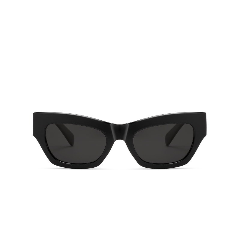 Black modern sunglasses with dark lenses