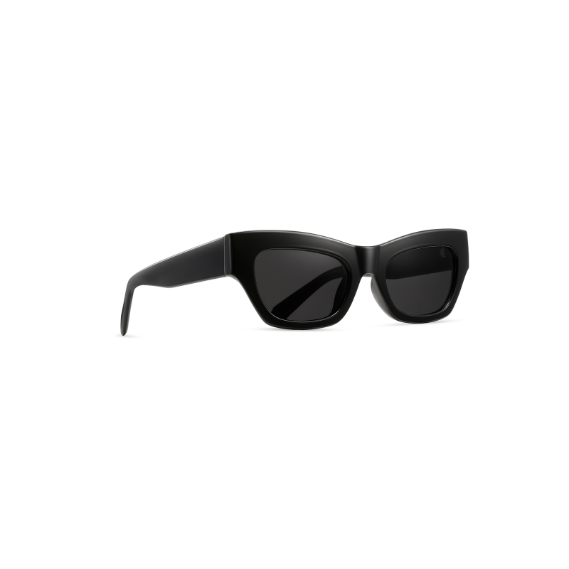 Black cat-eye sunglasses with dark lenses
