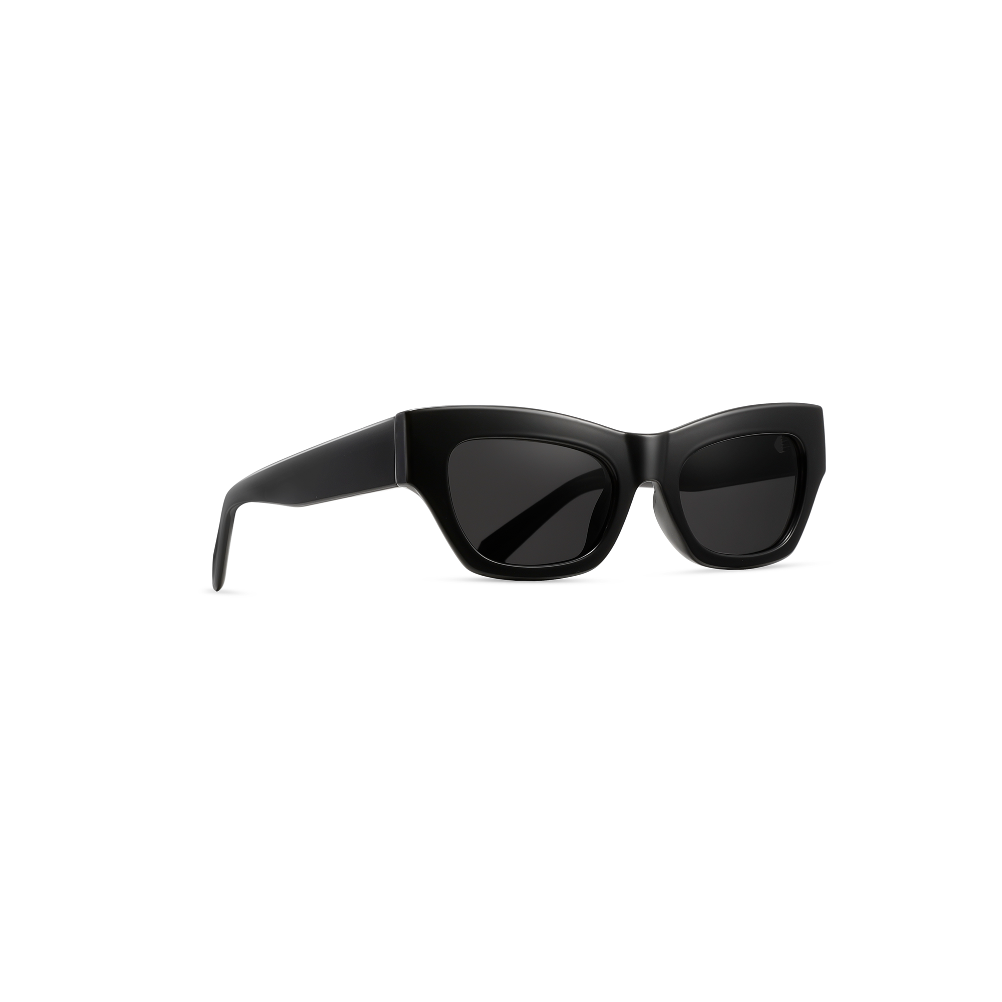 Sloane Sq by Find Unusual black side view Black cat-eye sunglasses with dark lenses