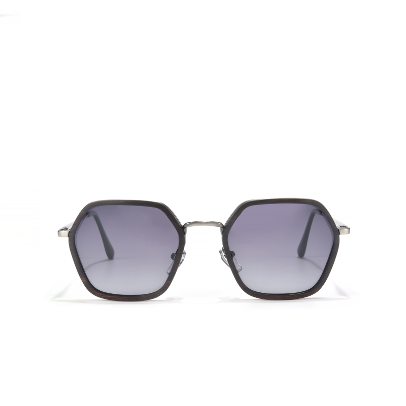 Hexagonal sunglasses with gradient lenses