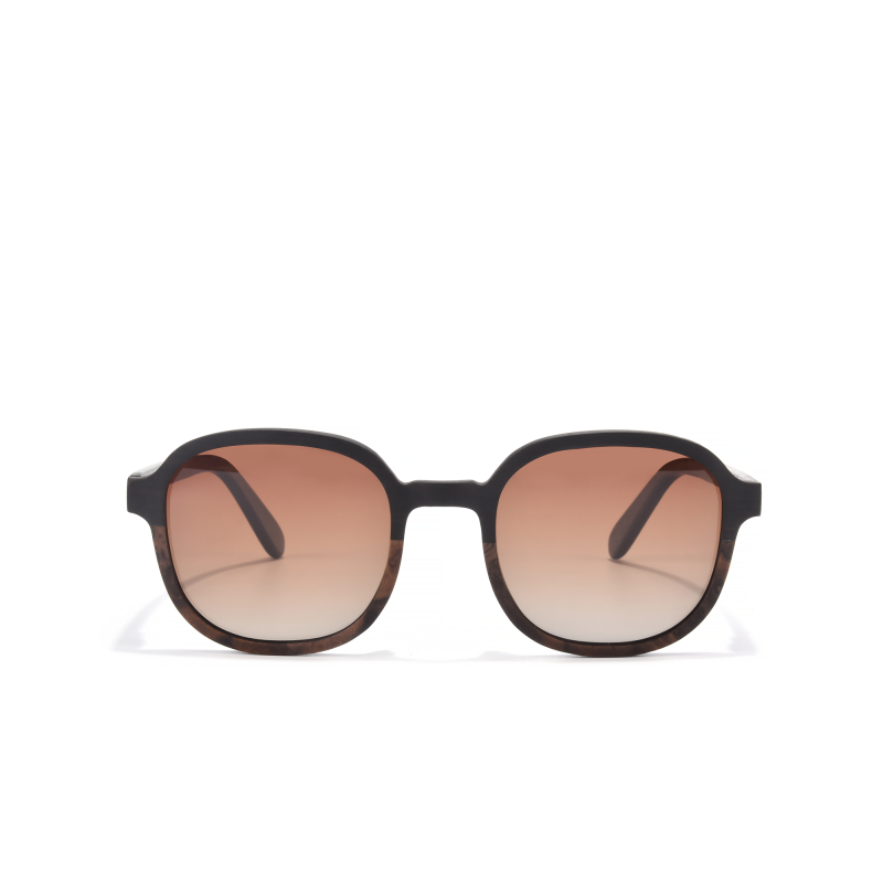 Stylish black sunglasses with brown gradient lenses