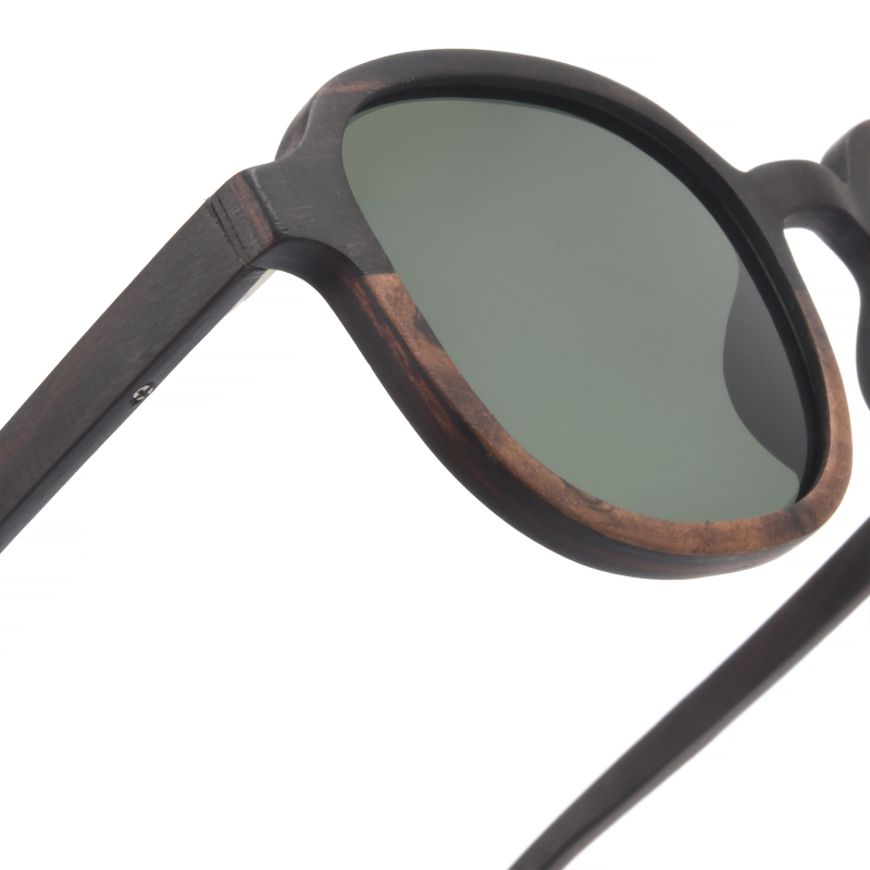 Stylish wooden sunglasses with dark lenses.