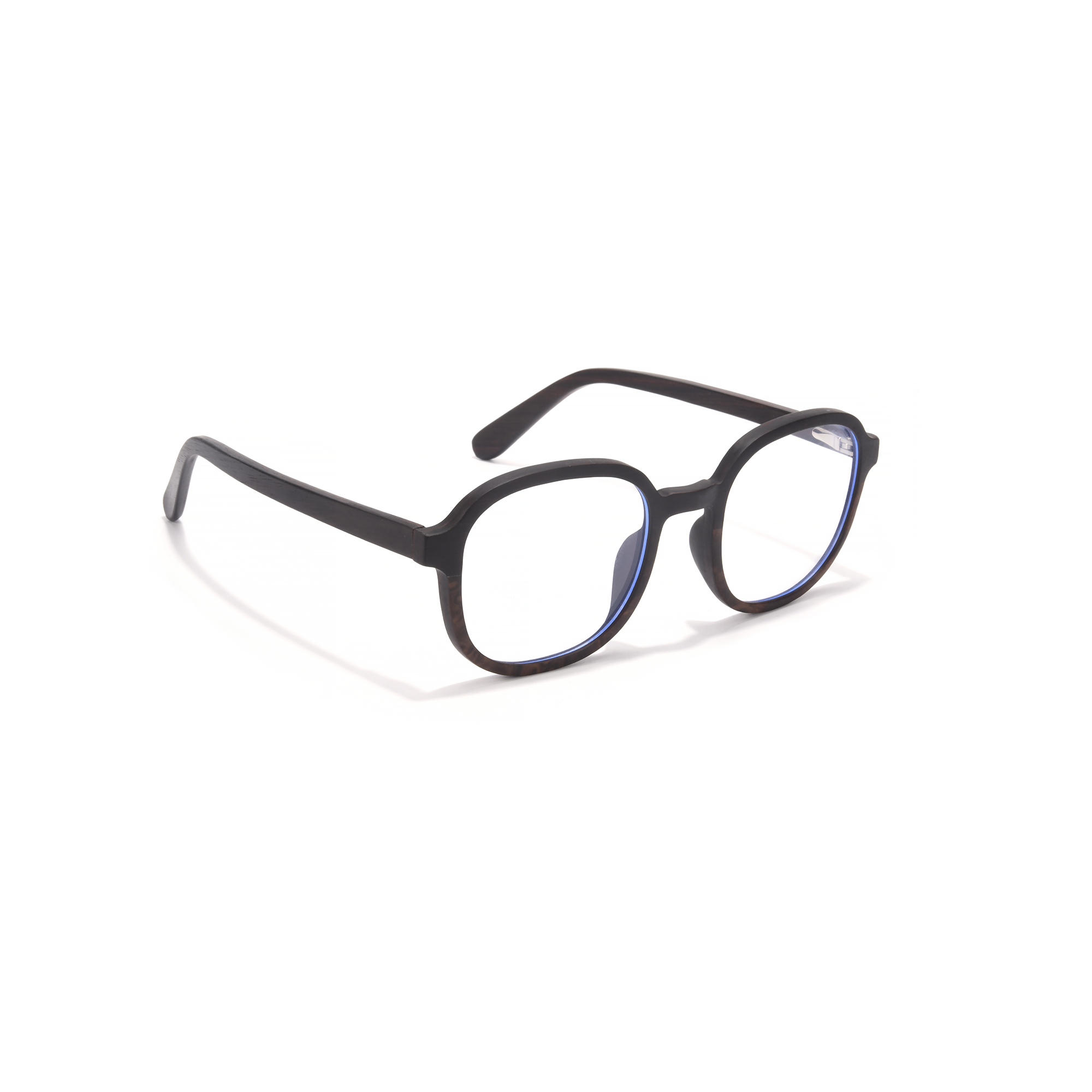 highgate clr side Black eyeglasses with blue light filter lenses.