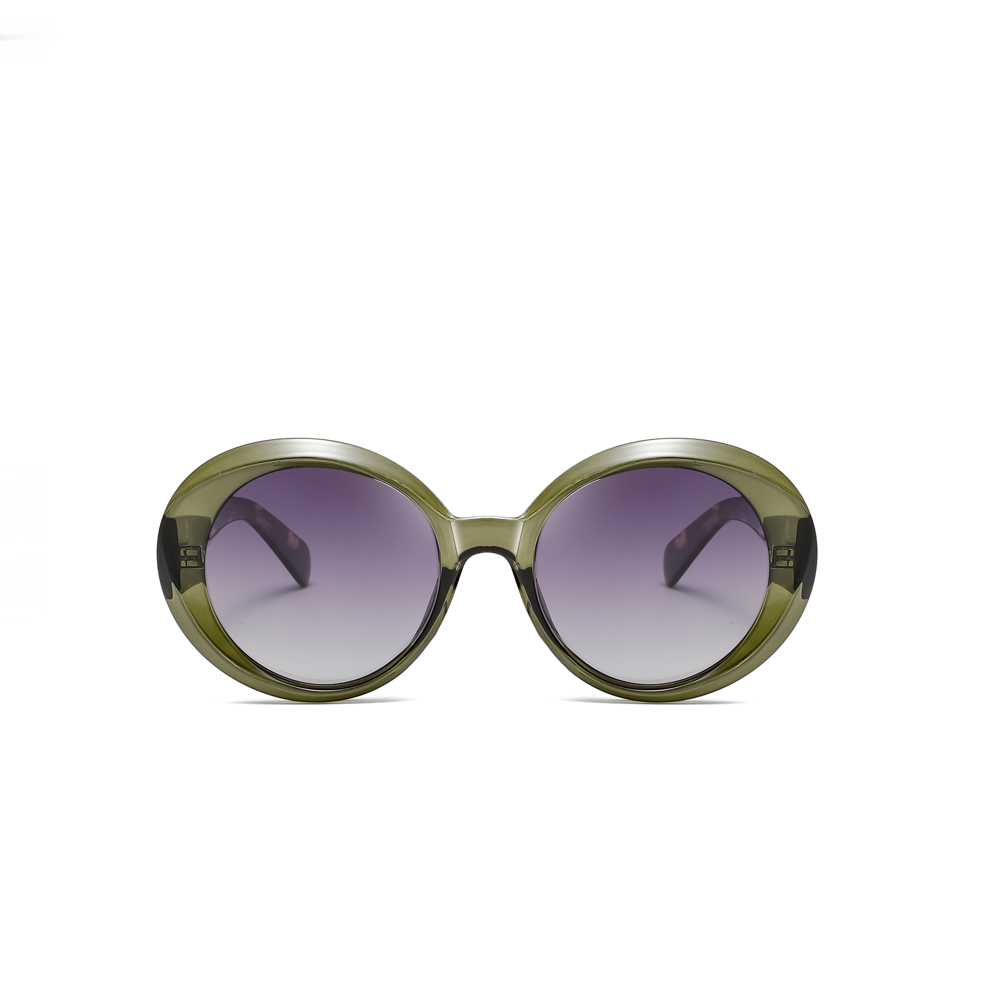 maddox green with tortoiseshell arms and purple lense sunglasses by find unusual front Round sunglasses with green frame