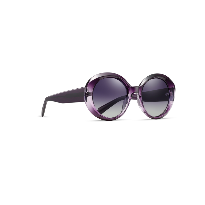 Stylish round purple gradient sunglasses.