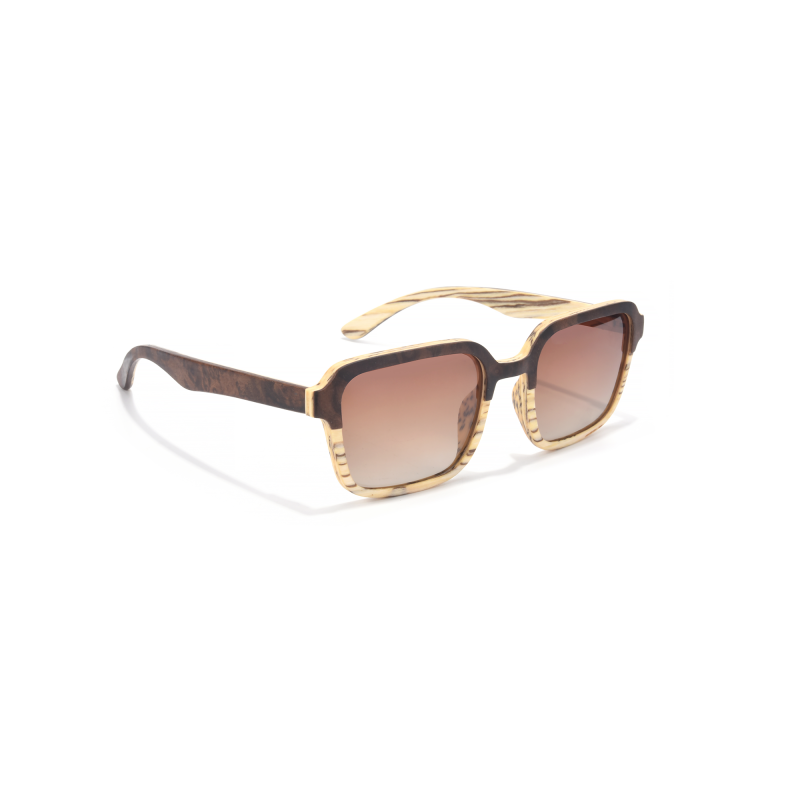 Stylish square sunglasses with brown and gold frame