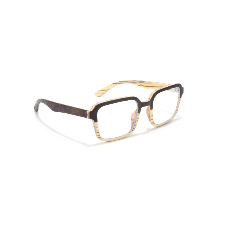 Tortoiseshell square eyeglasses on white background.