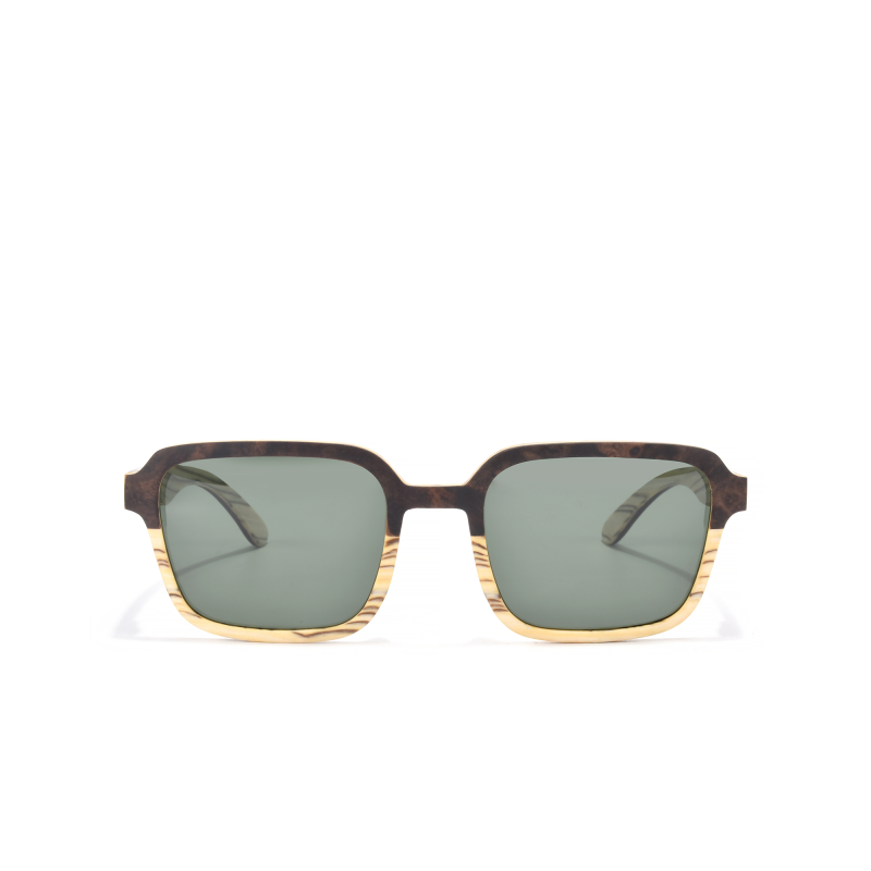 Stylish square sunglasses with dark lenses.