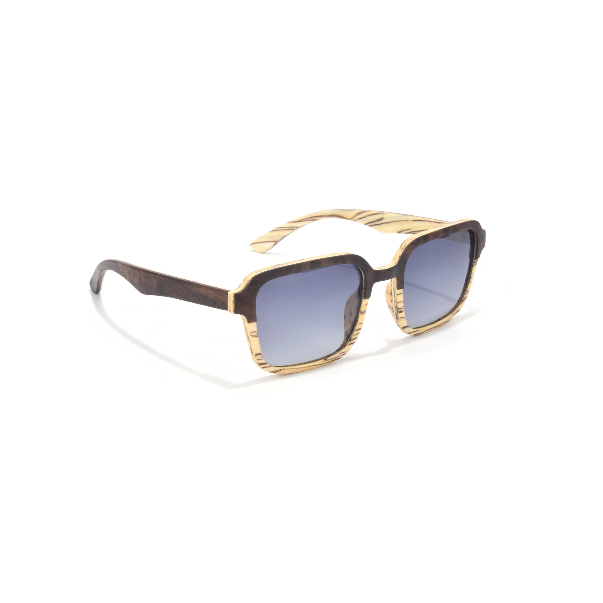 whitechapel – grey gradient side Stylish square sunglasses with wood texture frame.