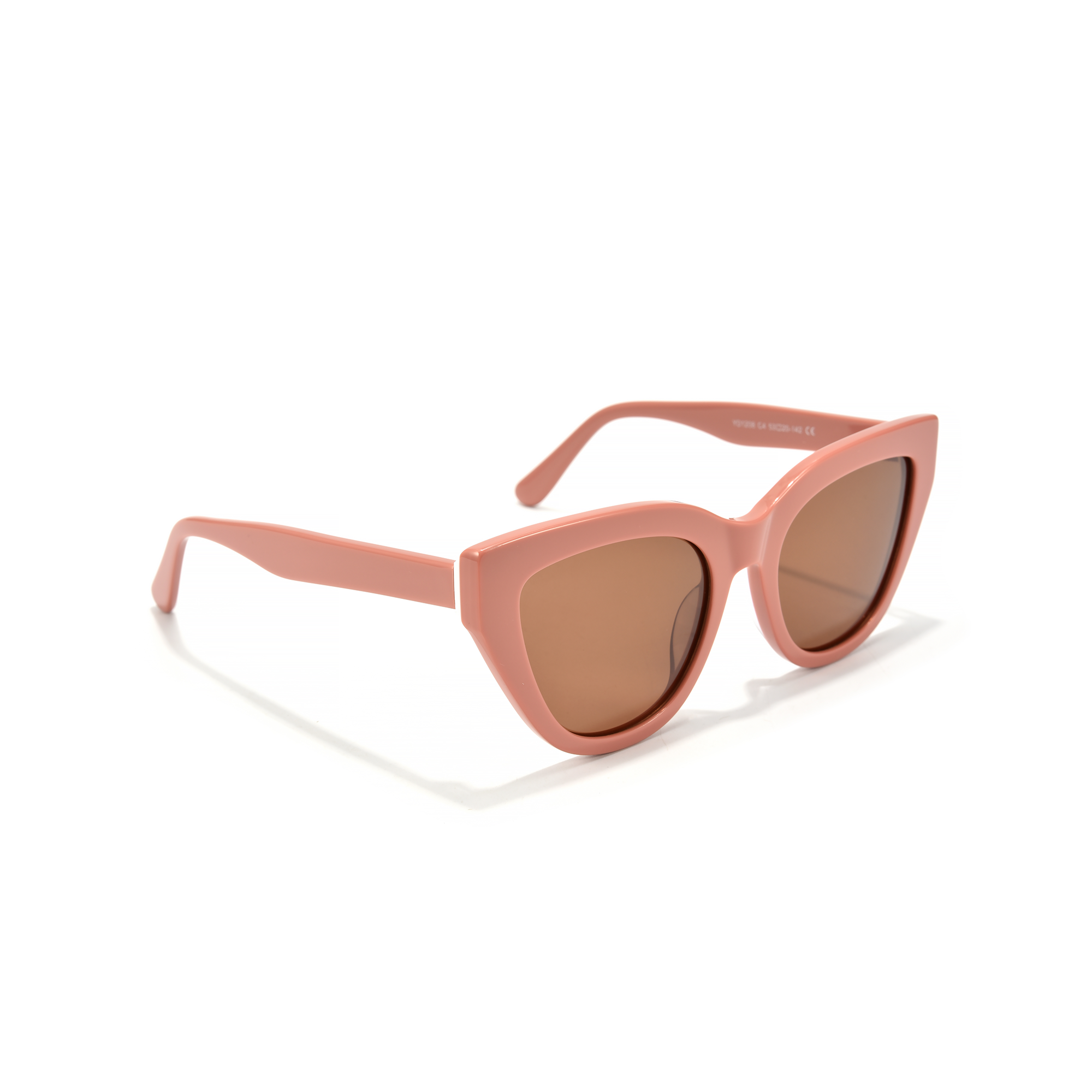 Clementine by find unusual pink 2 Pink cat-eye sunglasses with brown lenses.