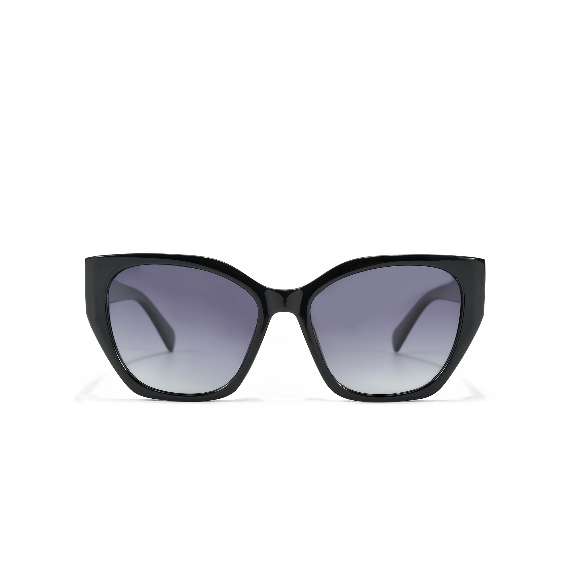 Duchess black grey front Black cat-eye sunglasses with gradient lenses