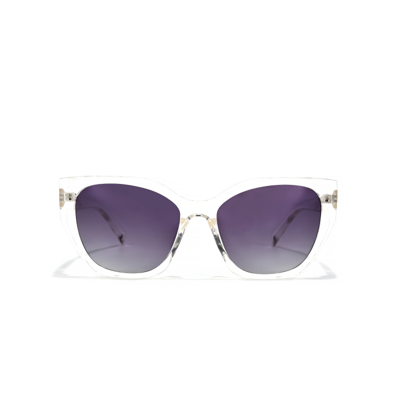 Transparent sunglasses with purple lenses