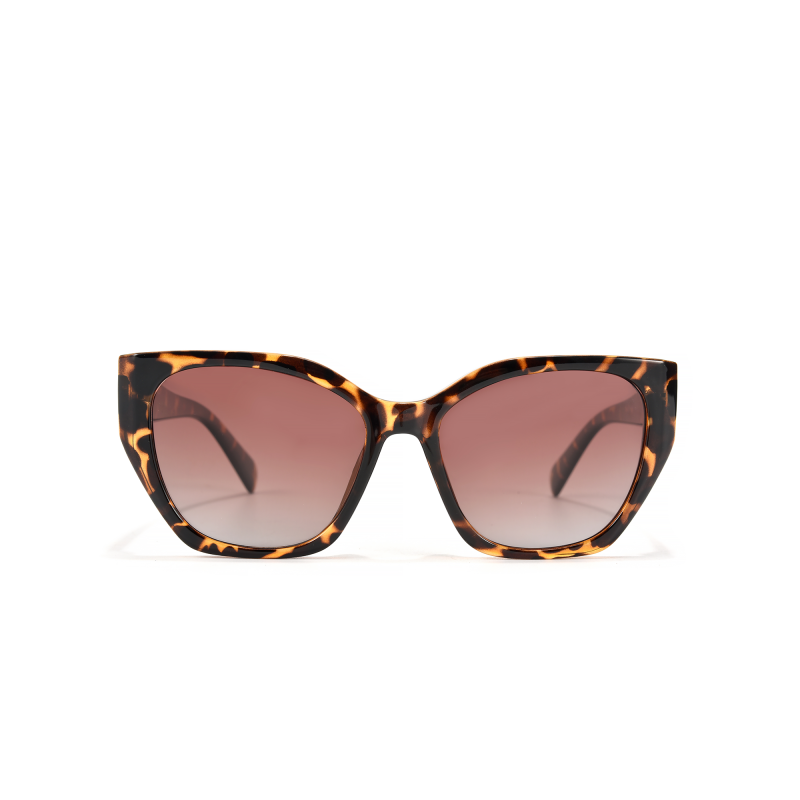 Tortoiseshell cat-eye sunglasses with gradient lenses.