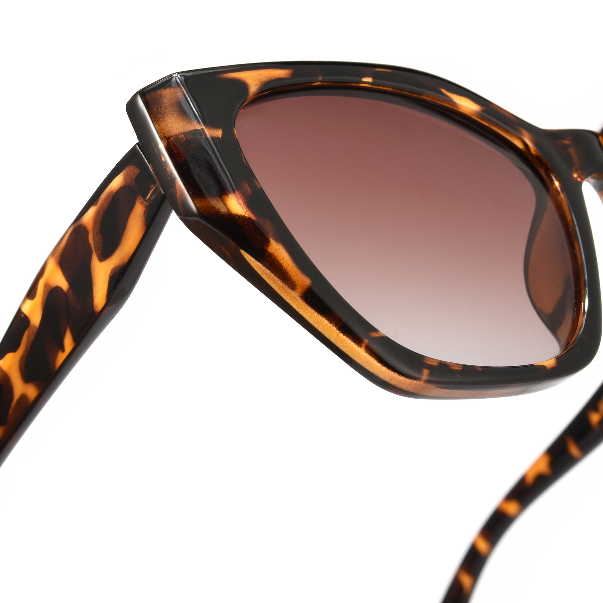 Duchess side view brown front close up Tortoiseshell sunglasses with brown lenses close-up
