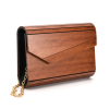 Geometric wooden clutch with gold chain handle