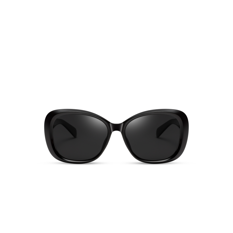 Black oversized sunglasses with dark lenses.