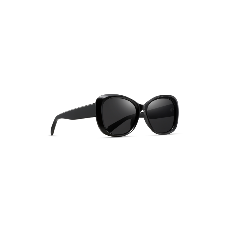 Black oversized sunglasses on white background.