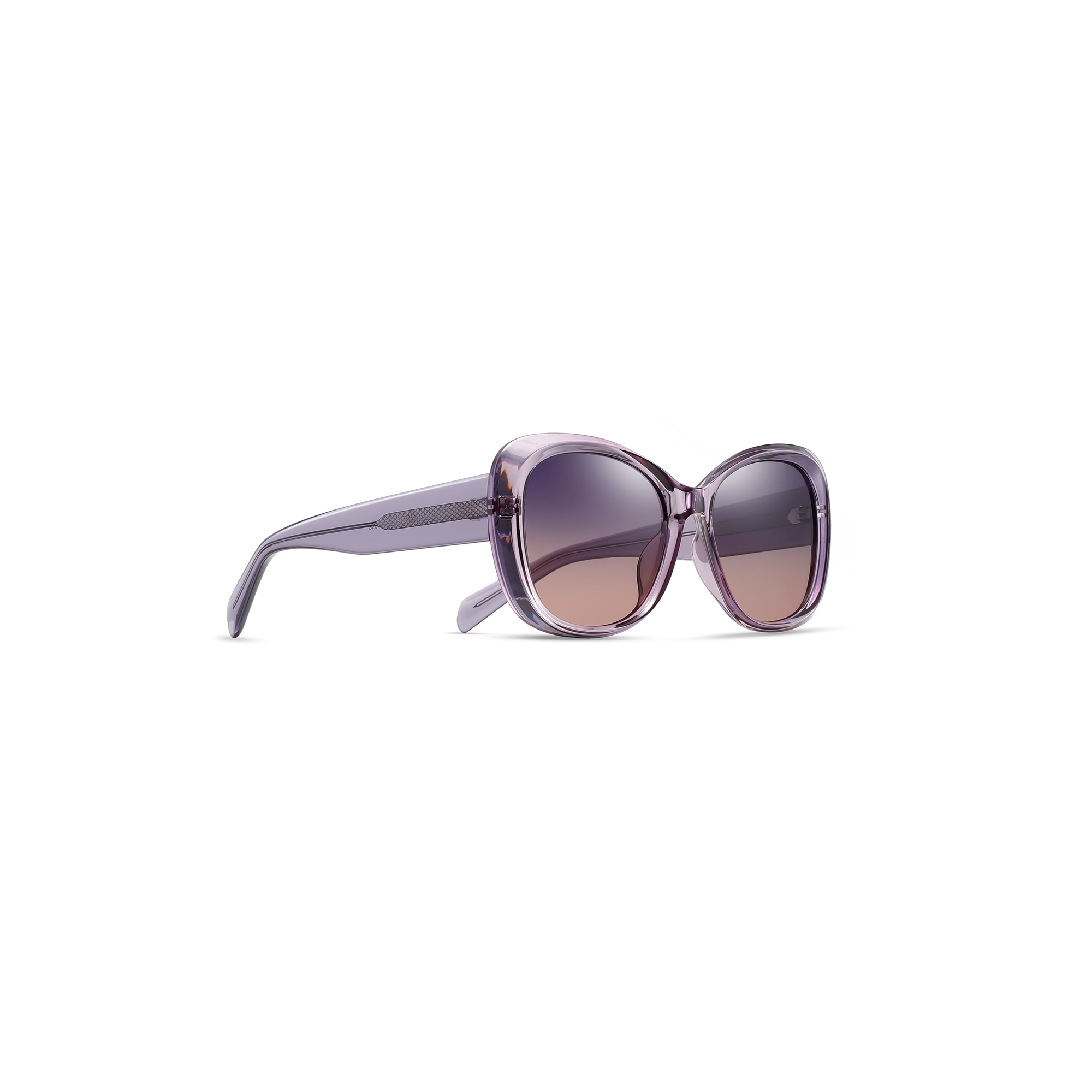 Florin lilac side view Purple oversized sunglasses with gradient lenses