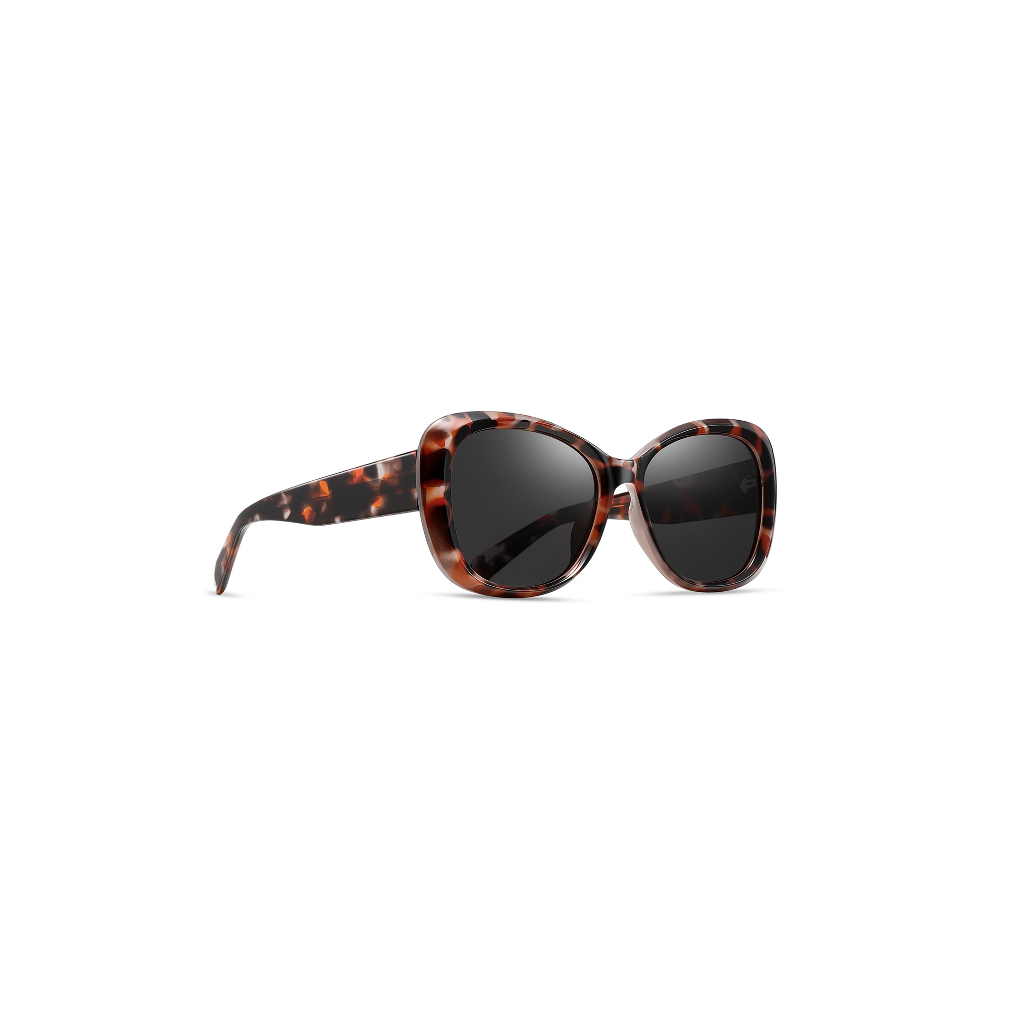 Florin tortoise side view Leopard-print sunglasses with dark lenses.