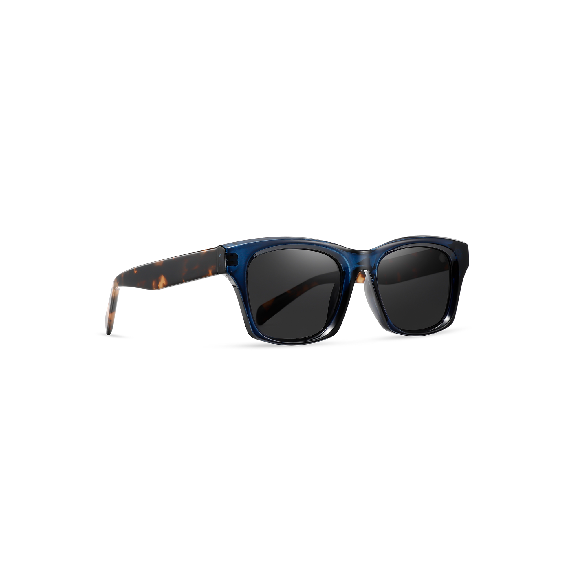 Hatton by find unusual blue tortoiseshell side view Stylish blue tortoise sunglasses with dark lenses