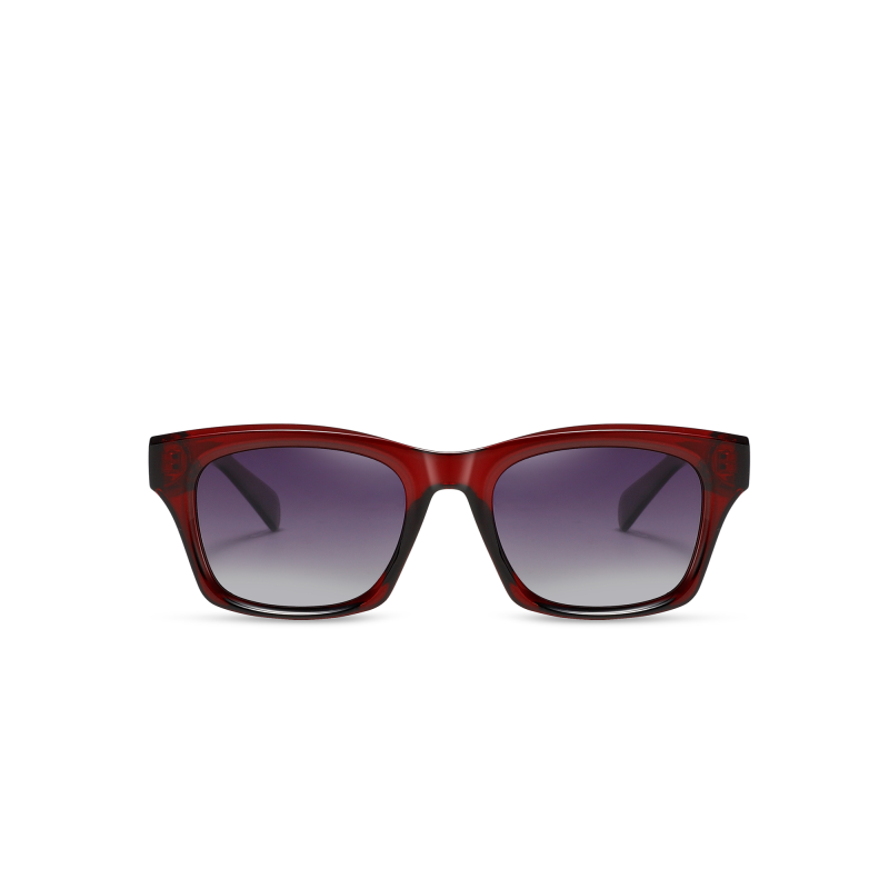 Red gradient sunglasses with dark lenses.
