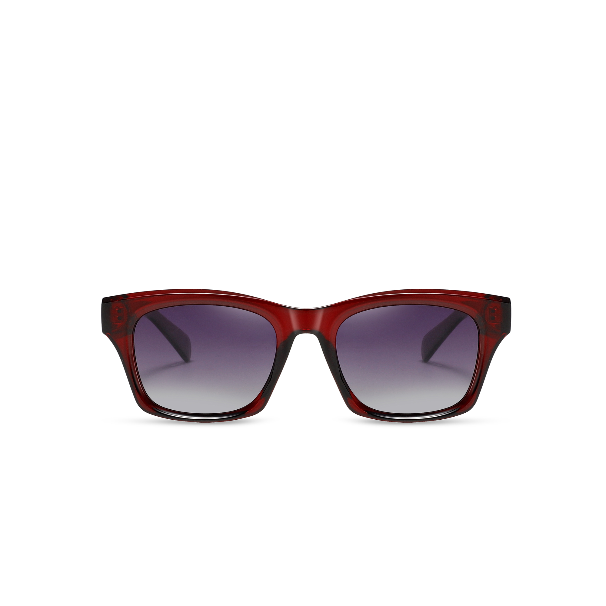 Hatton by find unusual burgundy front view Red gradient sunglasses with dark lenses.