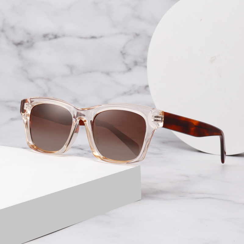 Stylish sunglasses on marble background