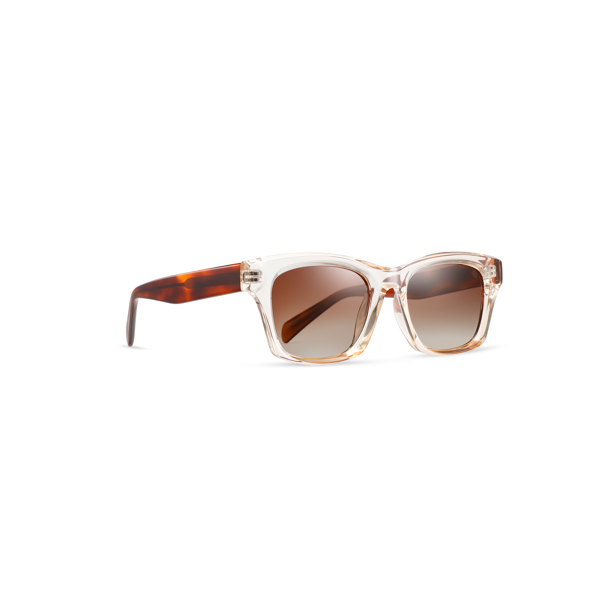 Hatton by find unusual cream side view Stylish clear sunglasses with brown gradient lenses.