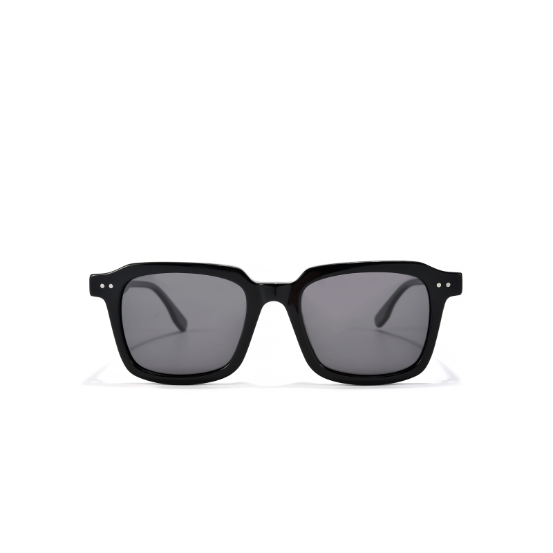Black square sunglasses with dark lenses.