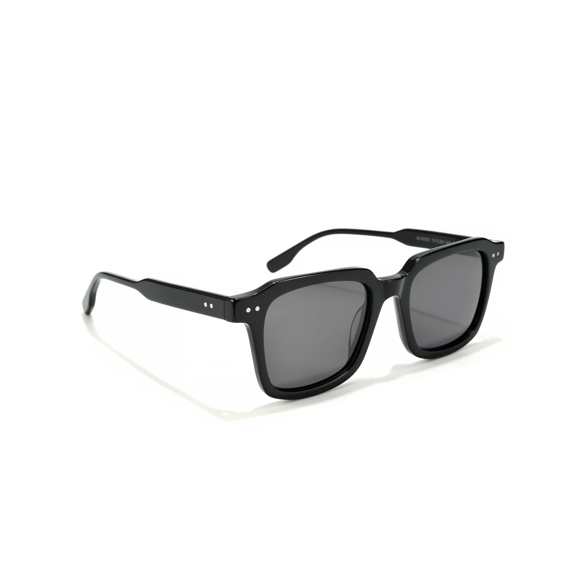 Ladbroke side view blk Black sunglasses with square frames.