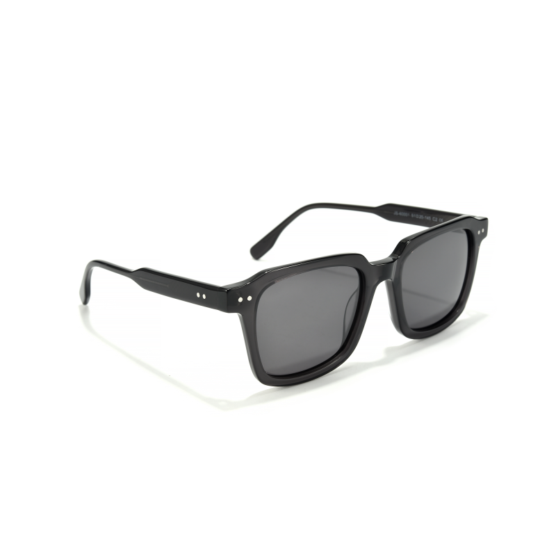 Black sunglasses with rectangular frames on white background