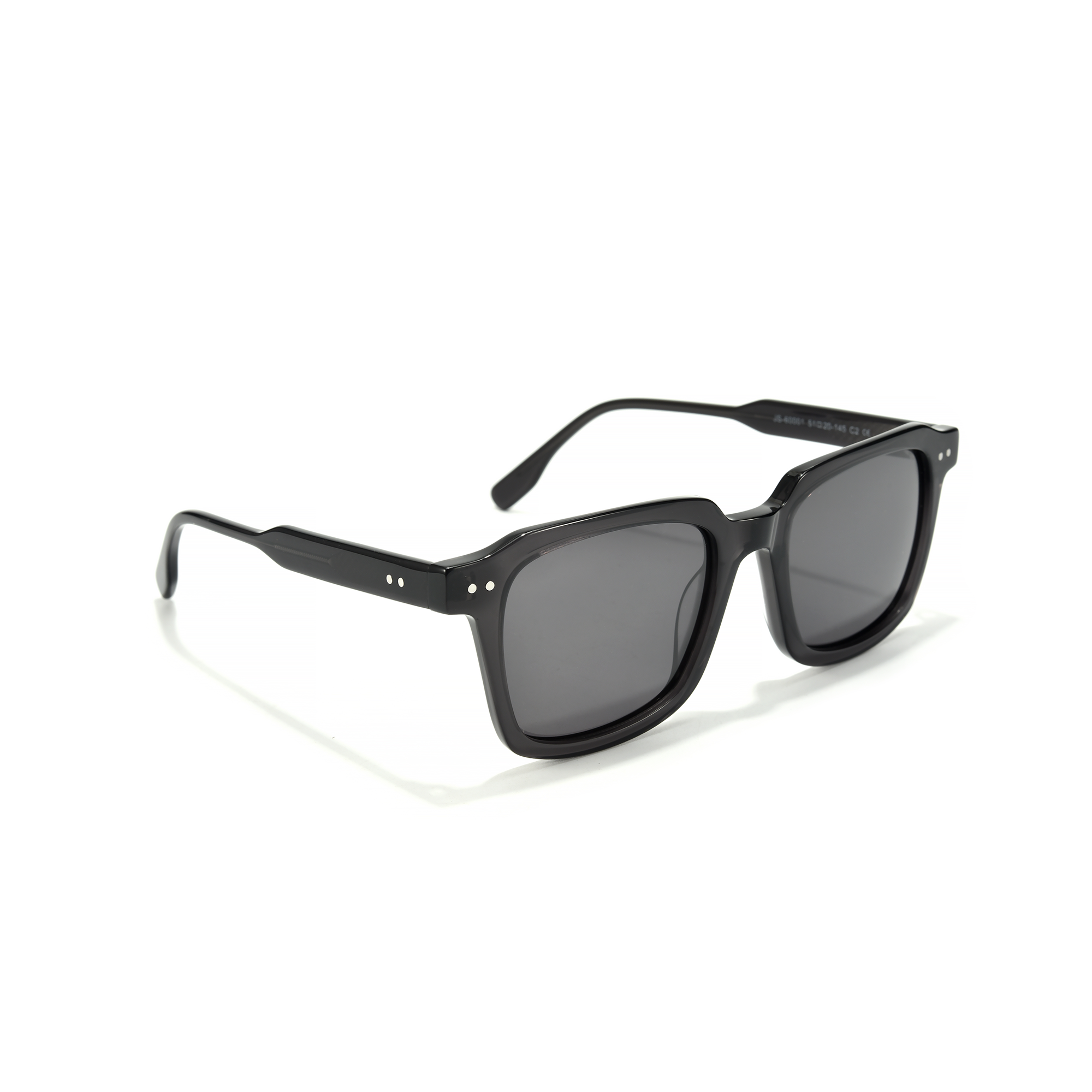 Ladbroke side view grey Black sunglasses with rectangular frames on white background