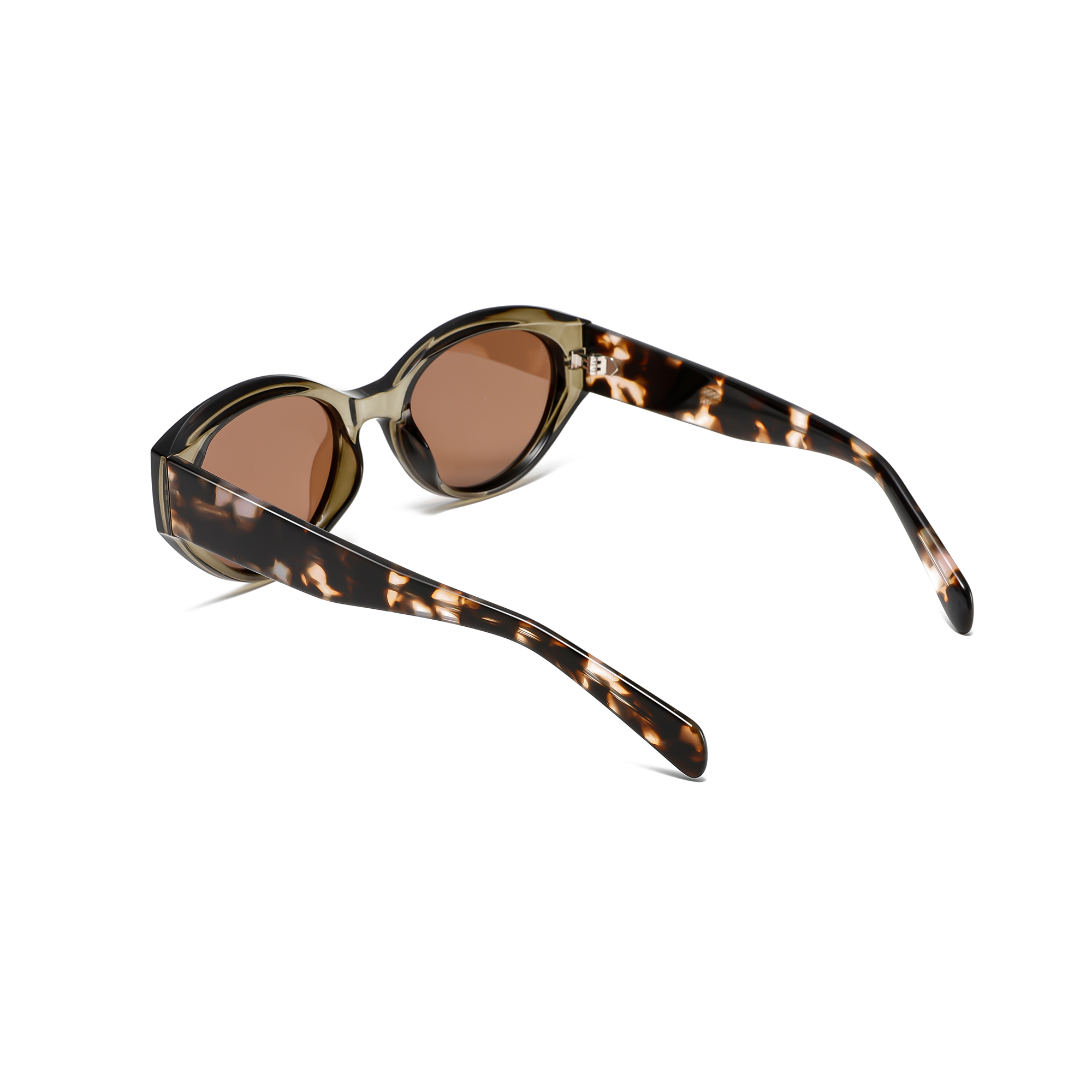 Langham by find unusual back view open angle Tortoiseshell sunglasses with round lenses and wide arms.