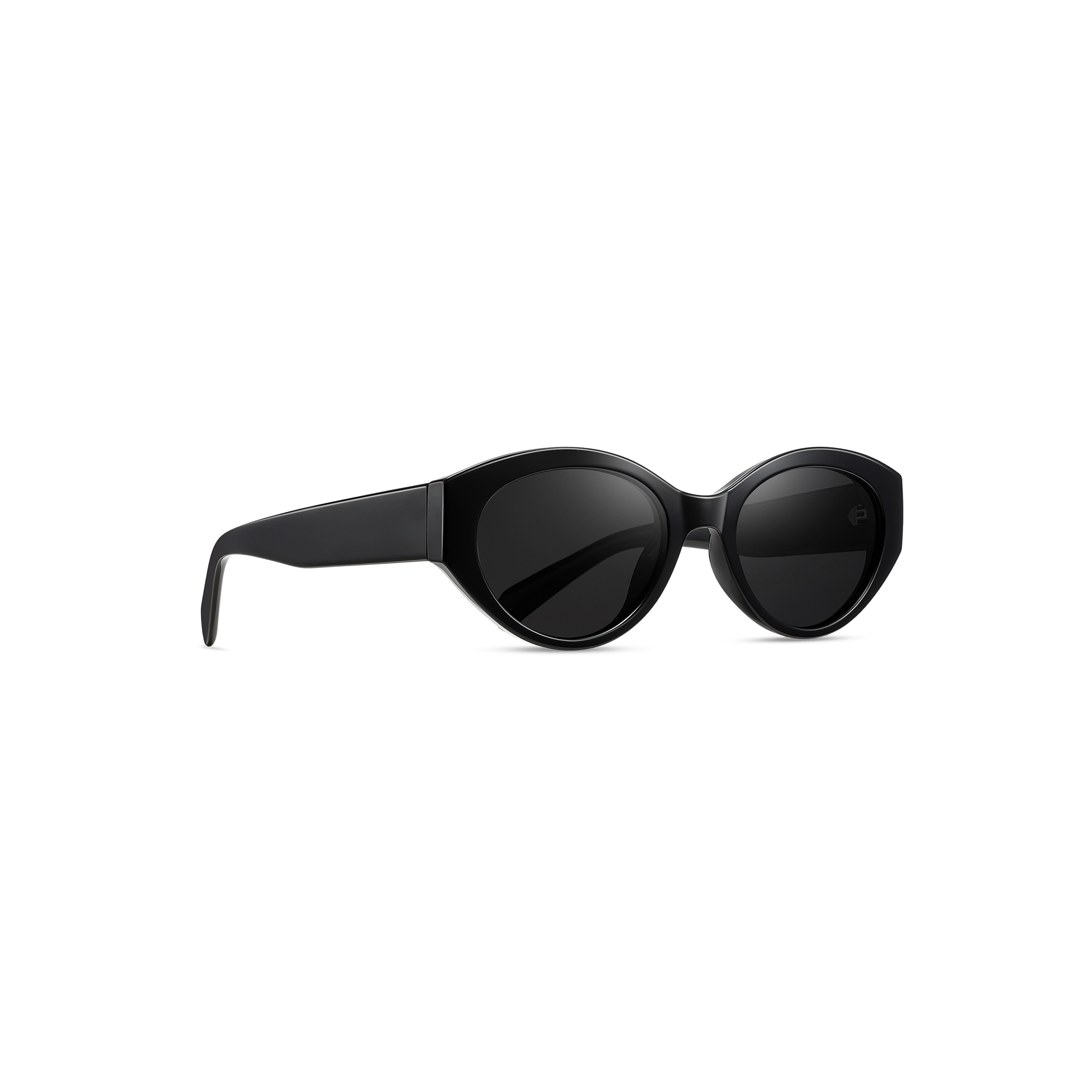 Langham by find unusual side view blk Stylish black round sunglasses on white background.