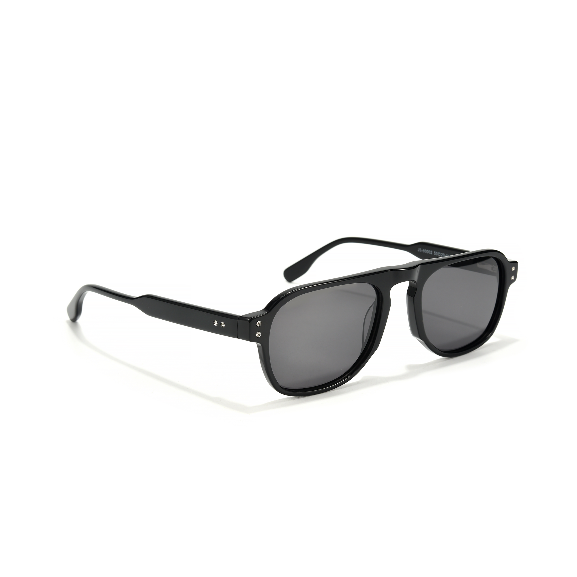 PORTMAN BLACK side Black rectangular sunglasses with dark lenses